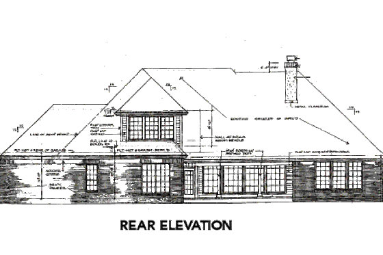 Exterior - Rear Elevation for European House Plan #310-661 - 3 bed, 4 bath