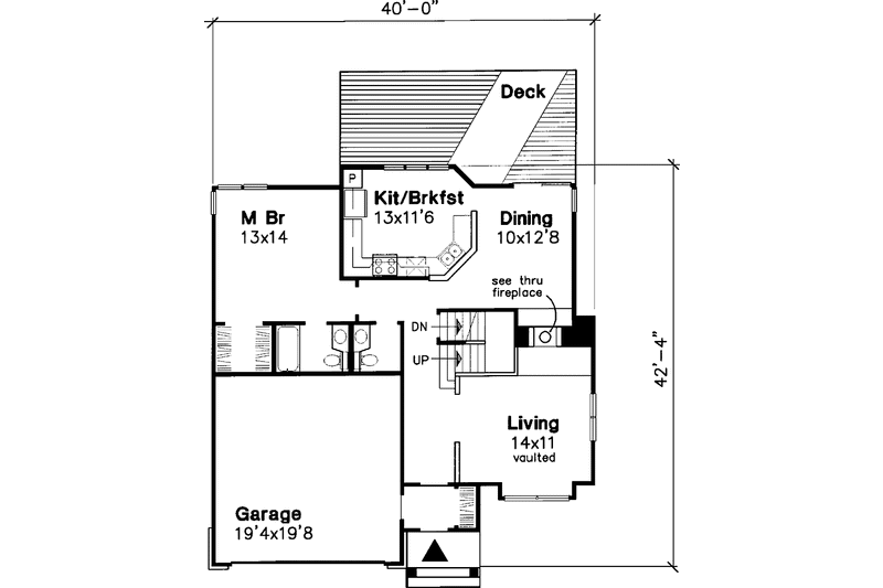 Architectural House Design - Floor Plan - Main Floor for Craftsman House Plan #320-531 - 3 bed, 2.5 bath