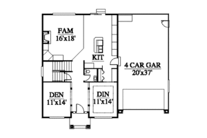 Floor Plan - Main Floor for Craftsman House Plan #951-1 - 4 bed, 2.5 bath