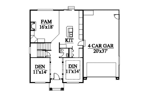 Floor Plan - Main Floor for Craftsman House Plan #951-1 - 4 bed, 2.5 bath