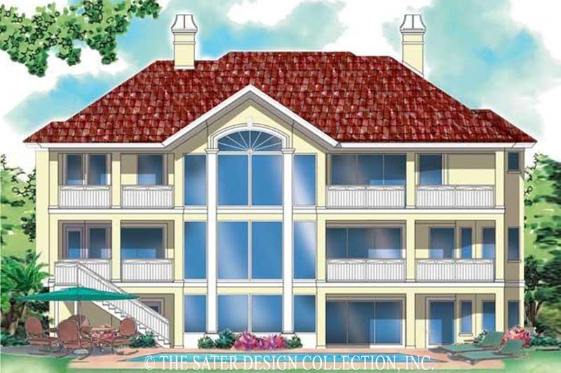 Home Plan - Exterior - Rear Elevation for Mediterranean House Plan #930-134 - 3 bed, 4.5 bath
