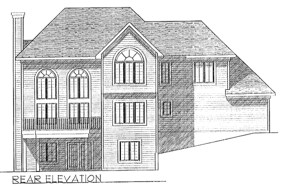 Exterior - Rear Elevation for Colonial House Plan #70-1315 - 4 bed, 3.5 bath