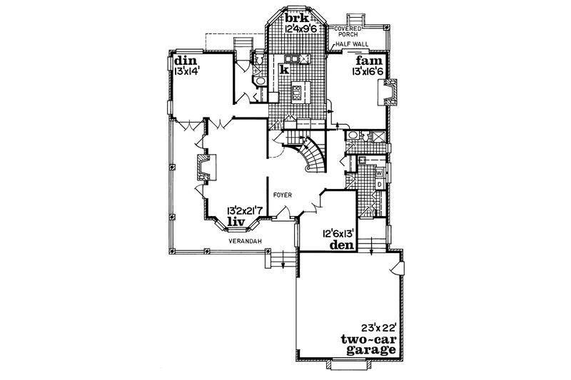 Home Plan - Floor Plan - Main Floor for Prairie House Plan #47-991 - 4 bed, 3.5 bath