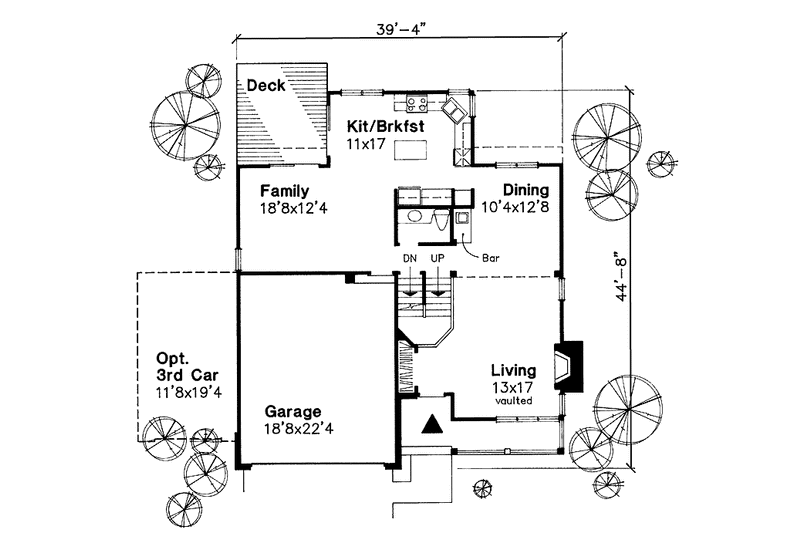 Architectural House Design - Floor Plan - Main Floor for Country House Plan #320-1065 - 3 bed, 2.5 bath