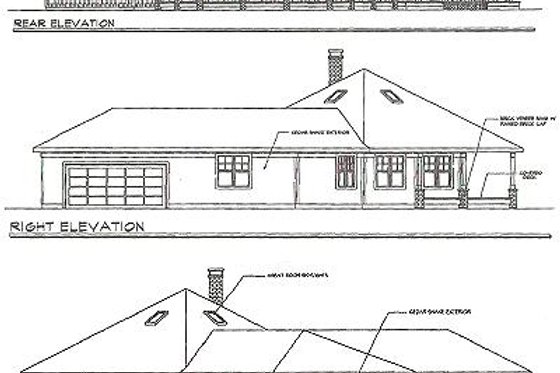 Exterior - Rear Elevation for Farmhouse House Plan #124-195 - 3 bed, 3 bath