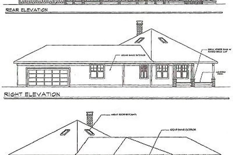 Home Plan - Exterior - Rear Elevation for Farmhouse House Plan #124-195 - 3 bed, 3 bath
