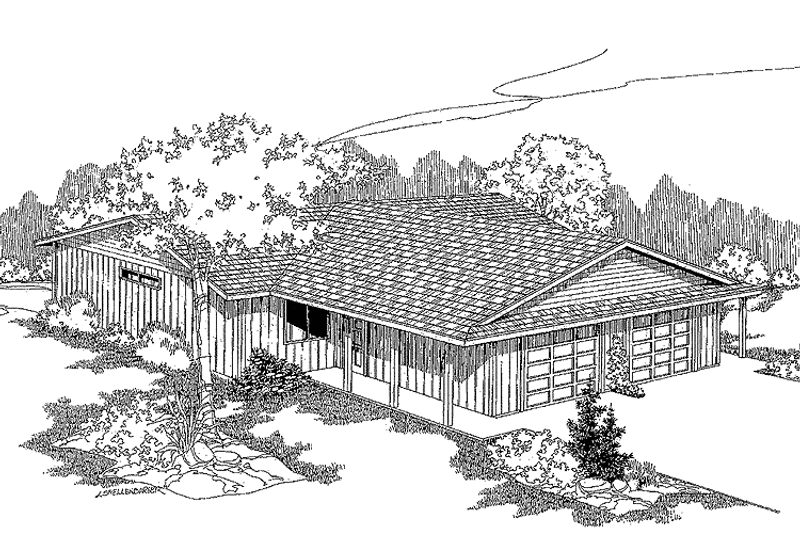 House Blueprint - Exterior - Front Elevation 3 for Contemporary House Plan #60-781 - 2 bed, 1 bath