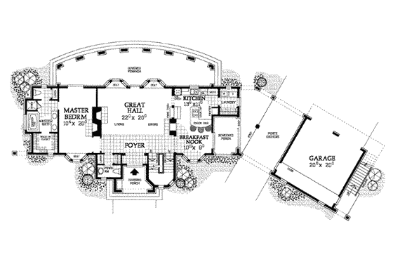 Floor Plan - Main Floor for European House Plan #72-147 - 5 bed, 4.5 bath
