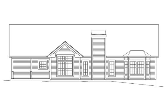 Exterior - Rear Elevation for Ranch House Plan #57-654 - 3 bed, 2 bath