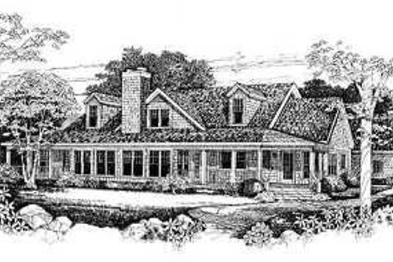 Exterior - Rear Elevation for Traditional House Plan #72-154 - 3 bed, 3 bath