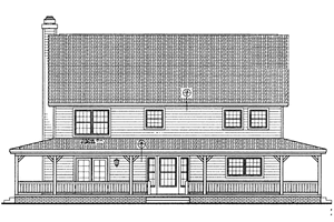 Exterior - Rear Elevation for Country House Plan #72-222 - 4 bed, 2.5 bath