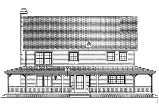 Exterior - Rear Elevation for Country House Plan #72-222 - 4 bed, 2.5 bath