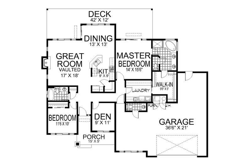 Dream House Plan - Floor Plan - Main Floor for Craftsman House Plan #112-287 - 3 bed, 2.5 bath
