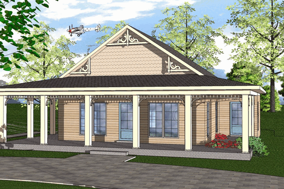 Exterior - Front Elevation for Country House Plan #8-230 - 2 bed, 1 bath