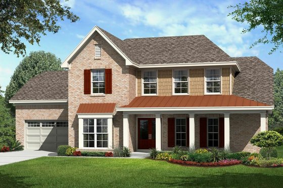 Exterior - Front Elevation for Farmhouse House Plan #329-354 - 4 bed, 3 bath