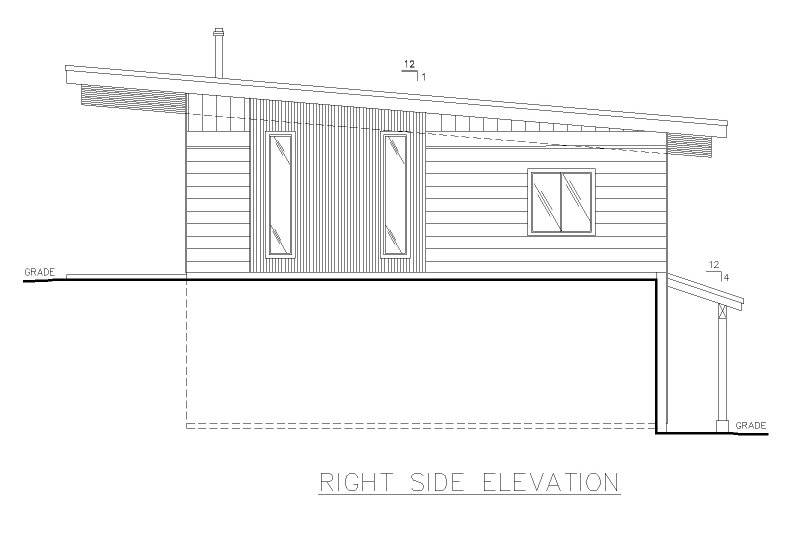 House Blueprint - Exterior - Front Elevation 4 for Contemporary House Plan #117-974 - 1 bed, 1 bath