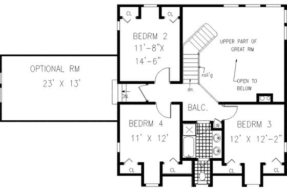Floor Plan - Upper Floor for Farmhouse House Plan #3-207 - 4 bed, 2.5 bath