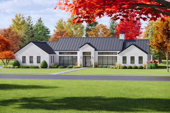 Exterior - Front Elevation 4 for Modern House Plan #1096-53 - 4 bed, 4.5 bath