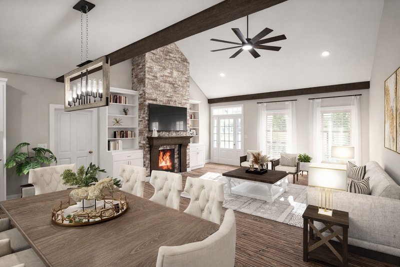 House Blueprint - Interior - Family Room for Farmhouse House Plan #44-310 - 3 bed, 2 bath