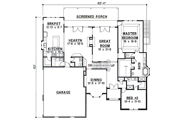 Floor Plan - Main Floor for European House Plan #67-193 - 4 bed, 5 bath