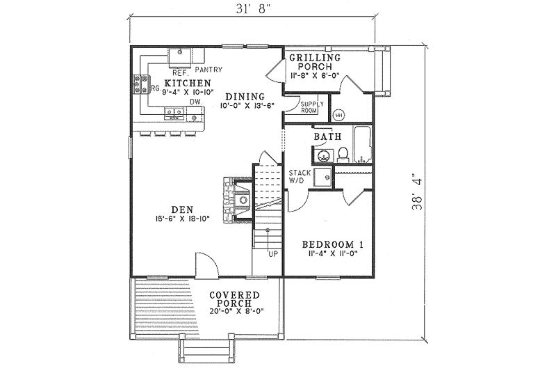 House Design - Floor Plan - Main Floor for Cottage House Plan #17-2013 - 3 bed, 2 bath