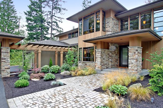 Exterior - Front Elevation 3 for Modern House Plan #132-221 - 4 bed, 4.5 bath