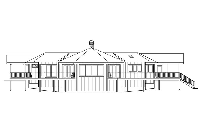 House Blueprint - Exterior - Rear Elevation for Ranch House Plan #124-910 - 3 bed, 2 bath