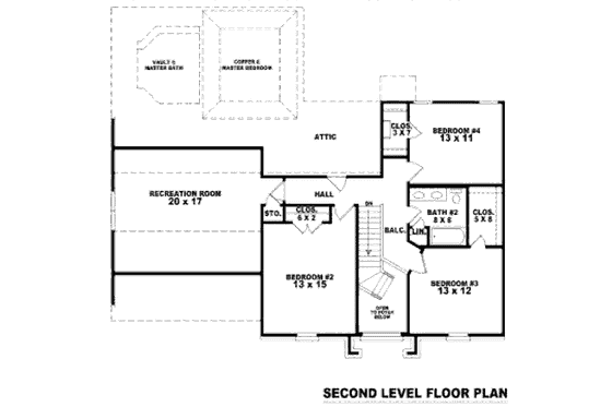 Floor Plan - Upper Floor for European House Plan #81-13681 - 4 bed, 2.5 bath