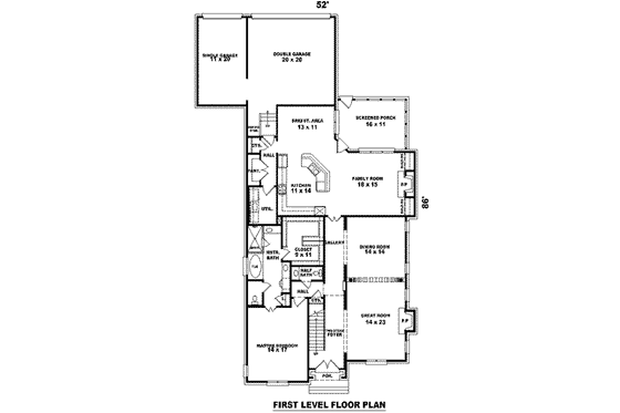 Floor Plan - Main Floor for European House Plan #81-1113 - 4 bed, 3.5 bath