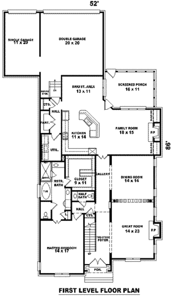Floor Plan - Main Floor for European House Plan #81-1113 - 4 bed, 3.5 bath