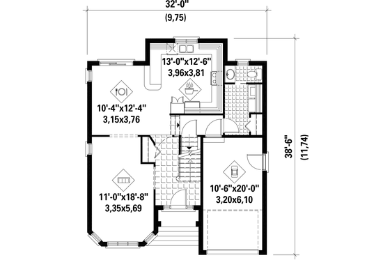 Floor Plan - Main Floor for European House Plan #25-4474 - 4 bed, 2.5 bath