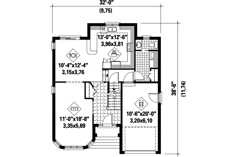 Dream House Plan - Floor Plan - Main Floor for European House Plan #25-4474 - 4 bed, 2.5 bath