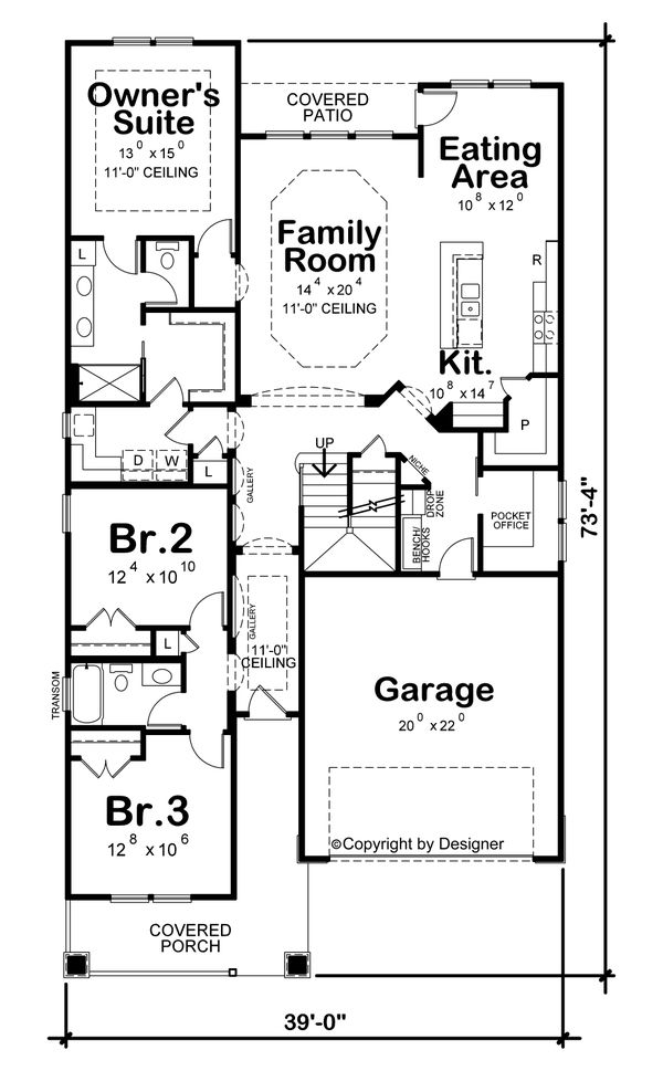 Architectural House Design - Craftsman Floor Plan - Main Floor Plan #20-2431