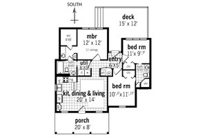Floor Plan - Main Floor for Cottage House Plan #45-585 - 3 bed, 2 bath