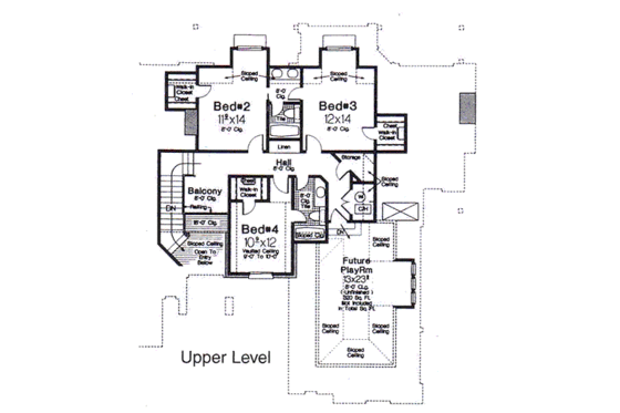 Floor Plan - Upper Floor for European House Plan #310-872 - 4 bed, 3.5 bath