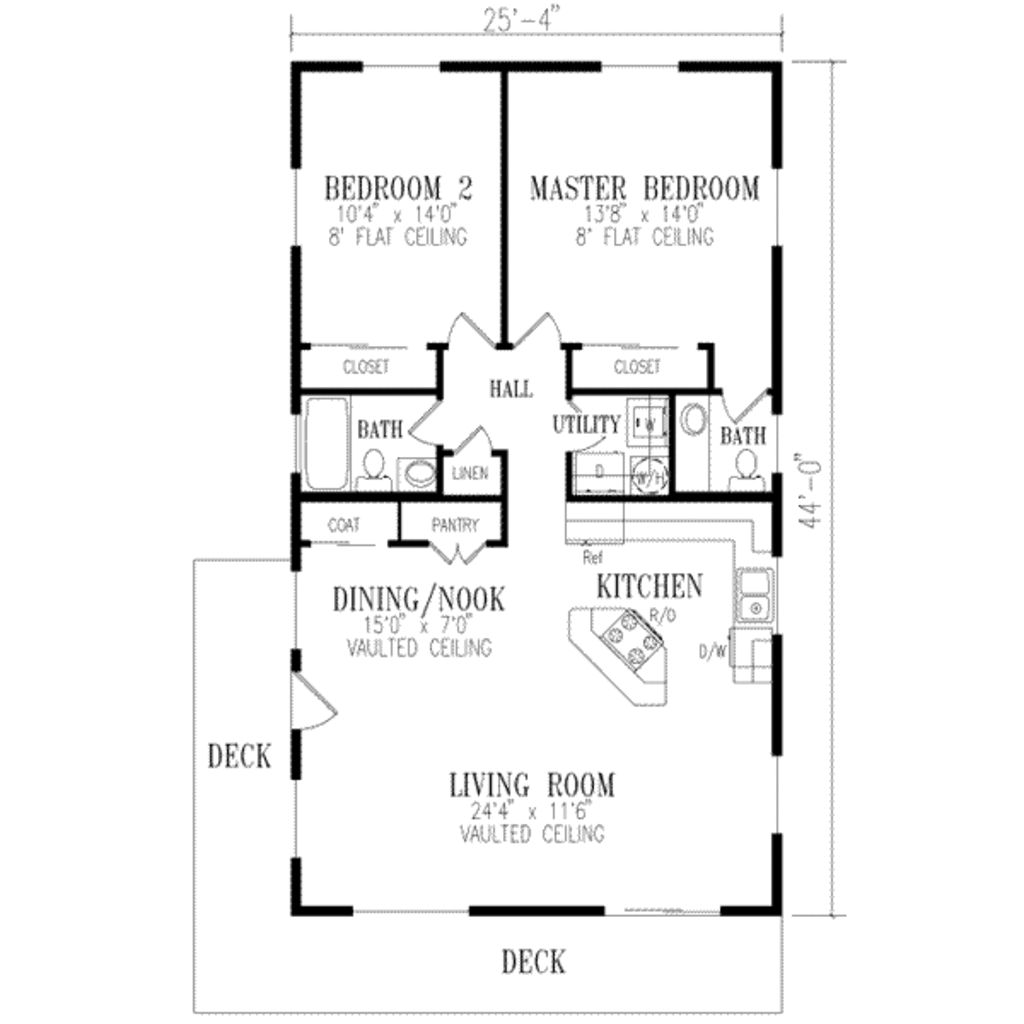 Ranch Style House Plan 2 Beds 1 5 Baths 1115 Sq Ft Plan 1 172 Houseplans Com