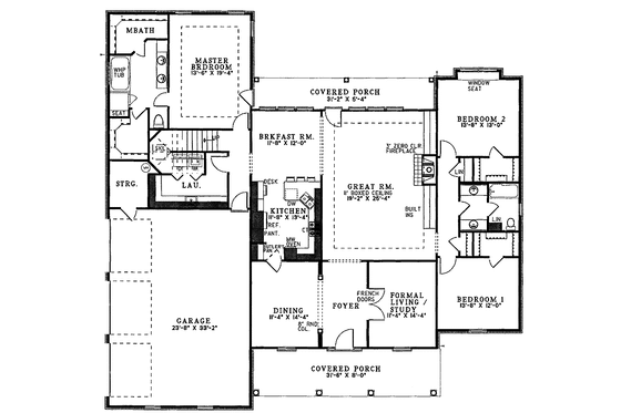 Floor Plan - Main Floor for Country House Plan #17-2627 - 5 bed, 3 bath