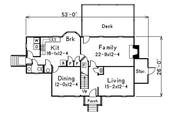 Floor Plan - Main Floor for Colonial House Plan #57-203 - 4 bed, 2.5 bath