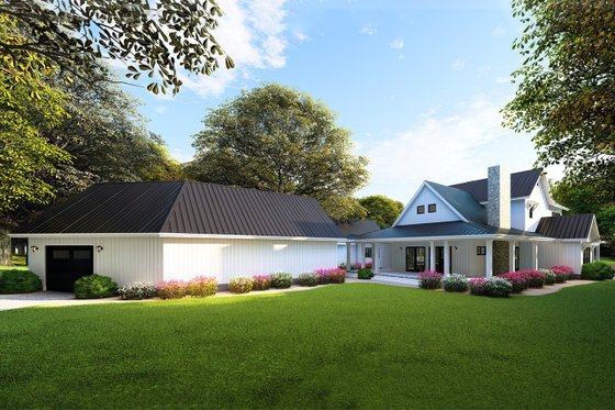 Exterior - Rear Elevation for Farmhouse House Plan #923-101 - 4 bed, 3.5 bath