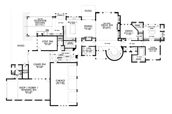 Floor Plan - Main Floor for European House Plan #48-689 - 4 bed, 4.5 bath
