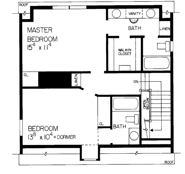 House Blueprint - Colonial Floor Plan - Upper Floor Plan #72-808