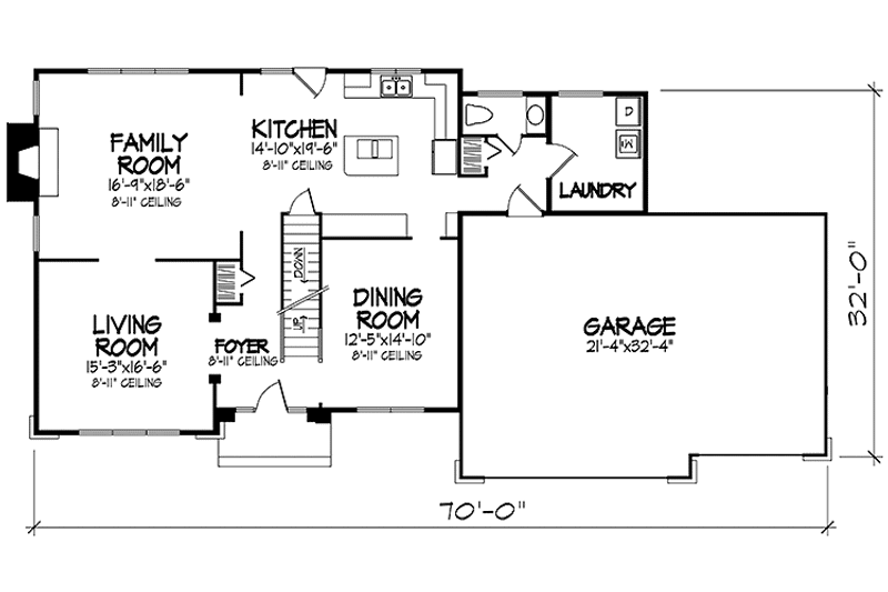 Home Plan - Floor Plan - Main Floor for European House Plan #320-1447 - 4 bed, 2.5 bath