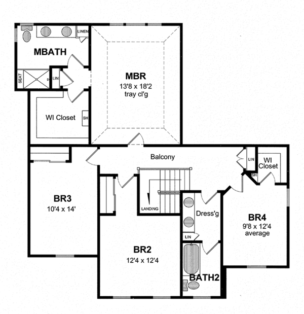 Architectural House Design - Colonial Floor Plan - Upper Floor Plan #316-278