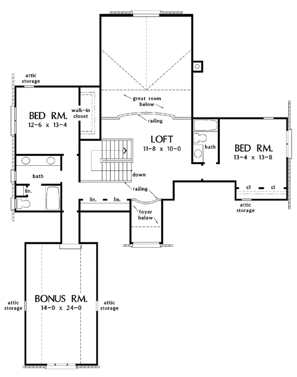 House Design - Traditional Floor Plan - Upper Floor Plan #929-738
