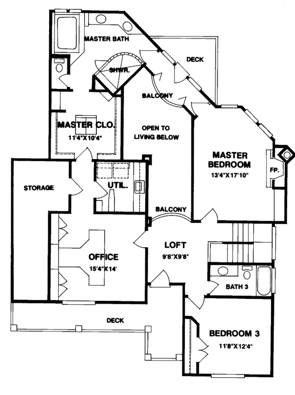 House Design - Traditional Floor Plan - Upper Floor Plan #952-2