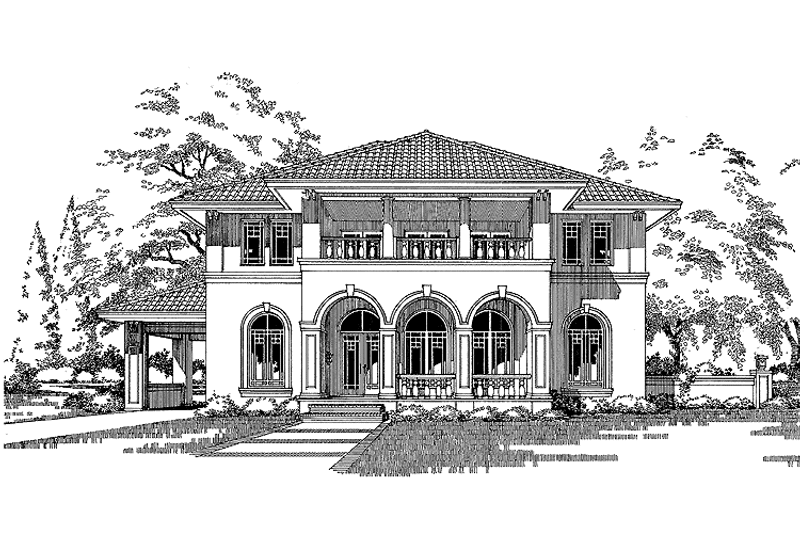 Home Plan - Exterior - Front Elevation 3 for Mediterranean House Plan #472-199 - 4 bed, 3.5 bath