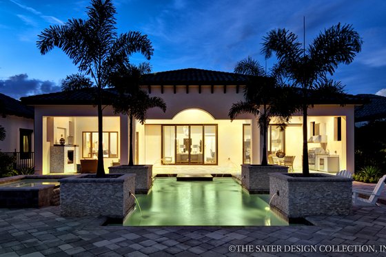 Exterior - Rear Elevation for Mediterranean House Plan #930-444 - 3 bed, 3.5 bath