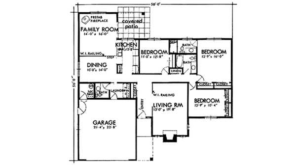 Home Plan - Adobe / Southwestern Floor Plan - Main Floor Plan #320-1374