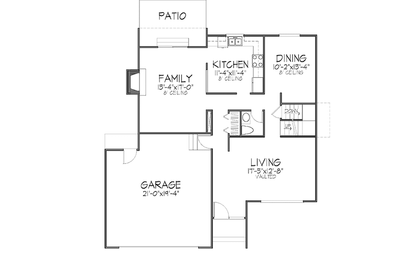 Home Plan - Floor Plan - Main Floor for Contemporary House Plan #320-655 - 3 bed, 2.5 bath