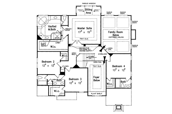Floor Plan - Upper Floor for European House Plan #927-107 - 4 bed, 3.5 bath